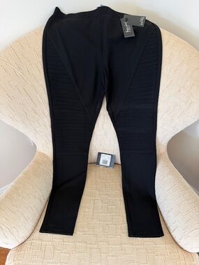 Joseph Ribkoff Black Ribbed Panel Leggings